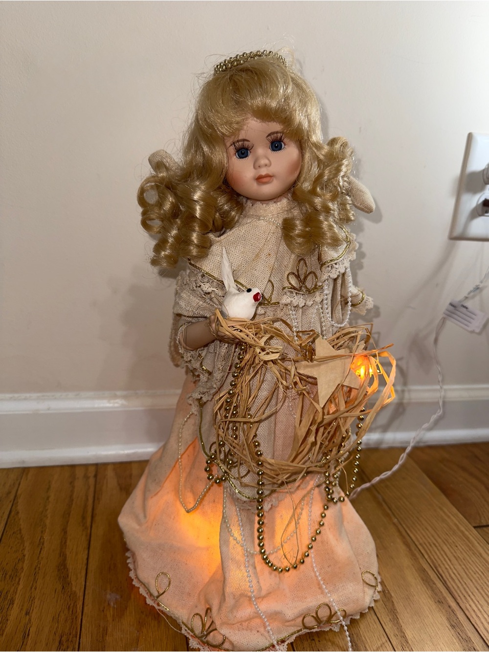 Vintage Trim A Home Christmas Doll Tree Topper Light Up Decor WORK holiday decor